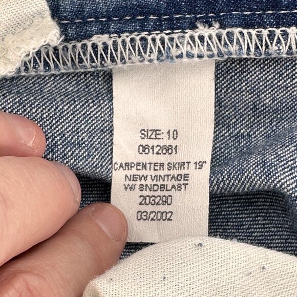 Tommy Hilfiger Vtg Y2K Logo Cargo slit Denim Jean Skirt size 10 Carpenter Mini - Picture 5 of 11